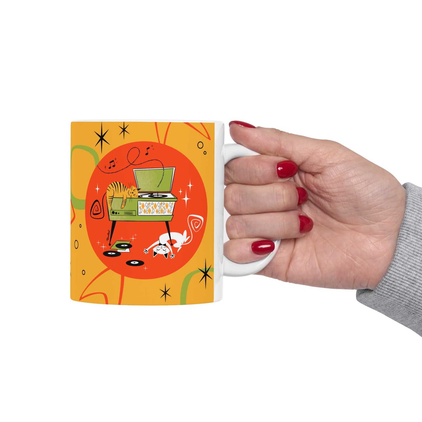 Cat nap with record player Mug 11oz