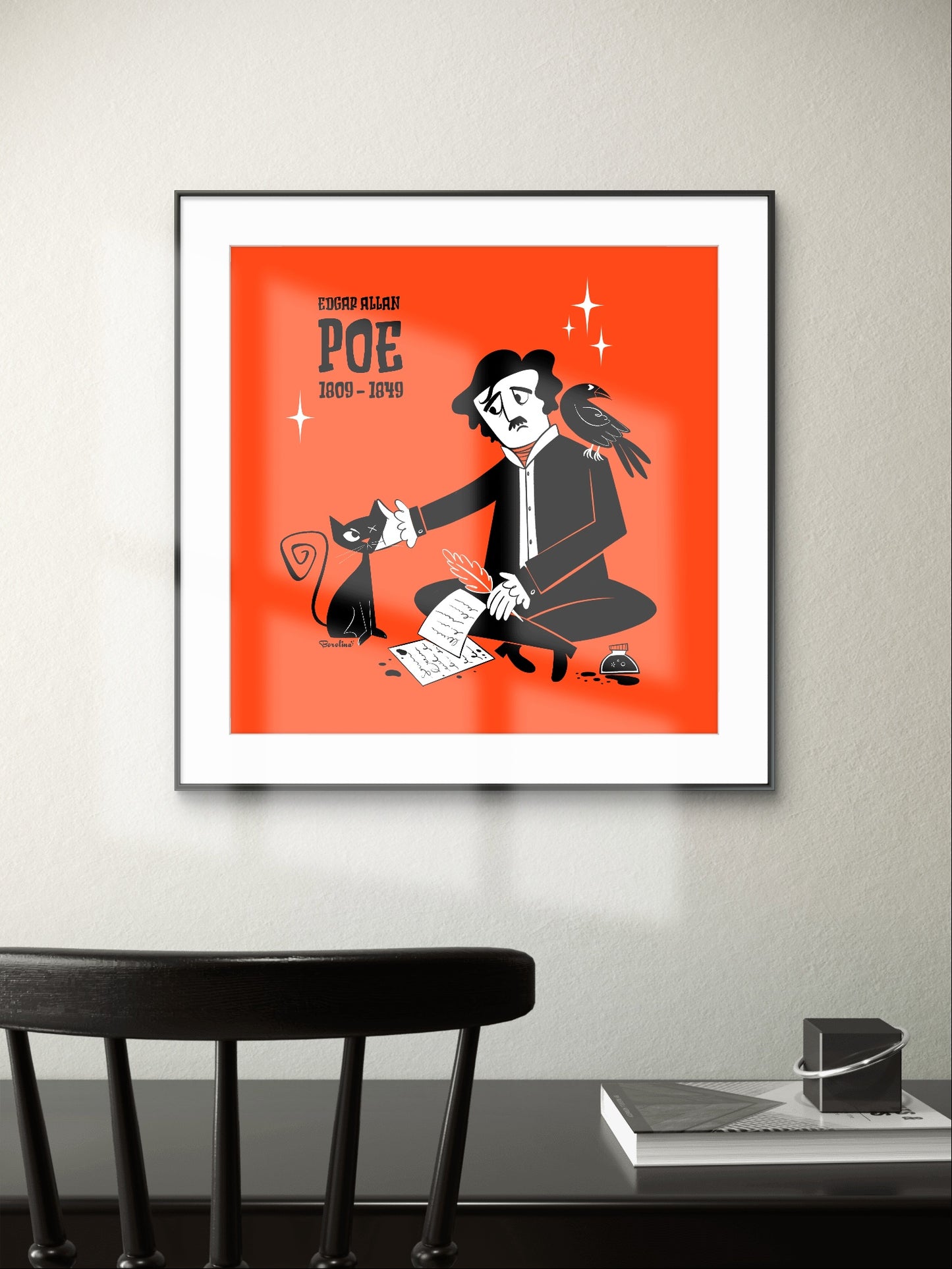 Poe’s cat; square art print