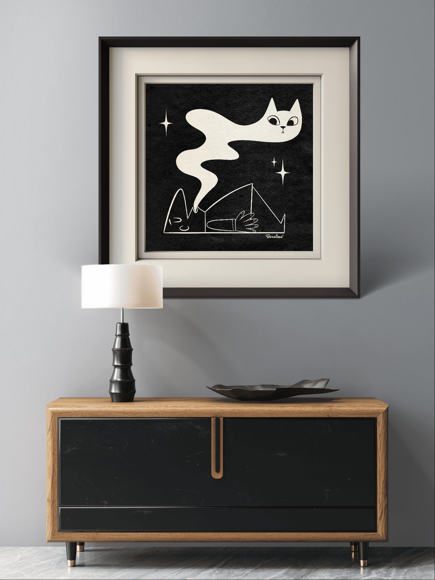 Cat Ectoplasm, Spooky Black & White Poster
