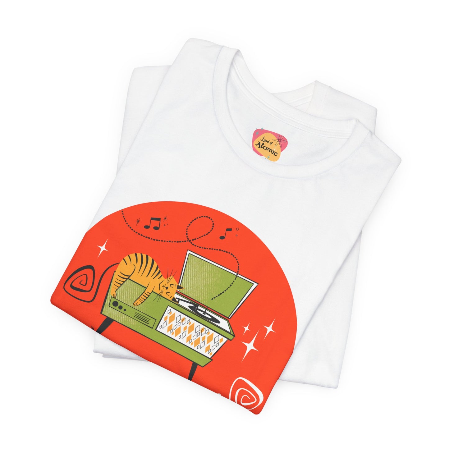 Cats napping on record player, t-shirt