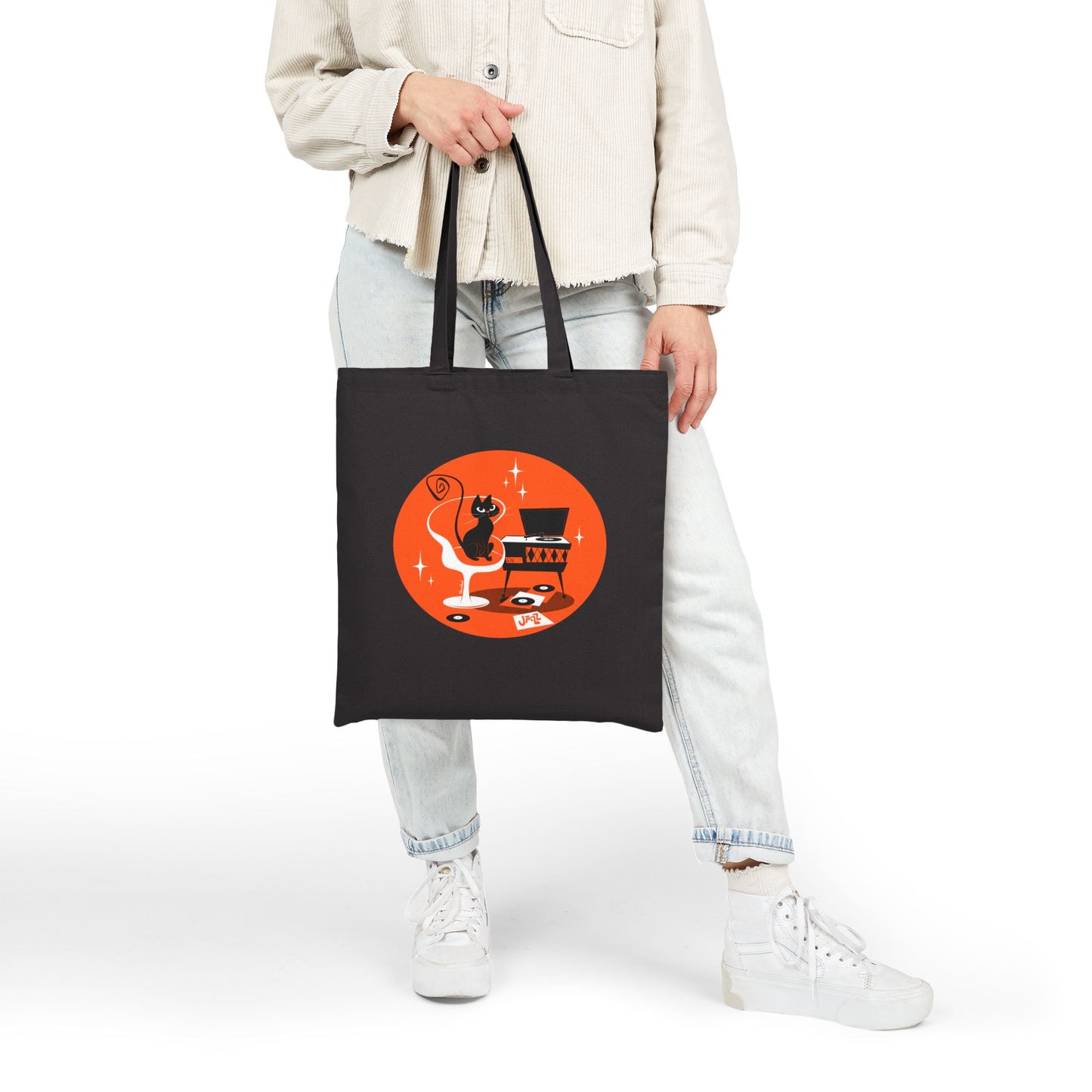 Jazz Cat; Tote Bag in natural or black