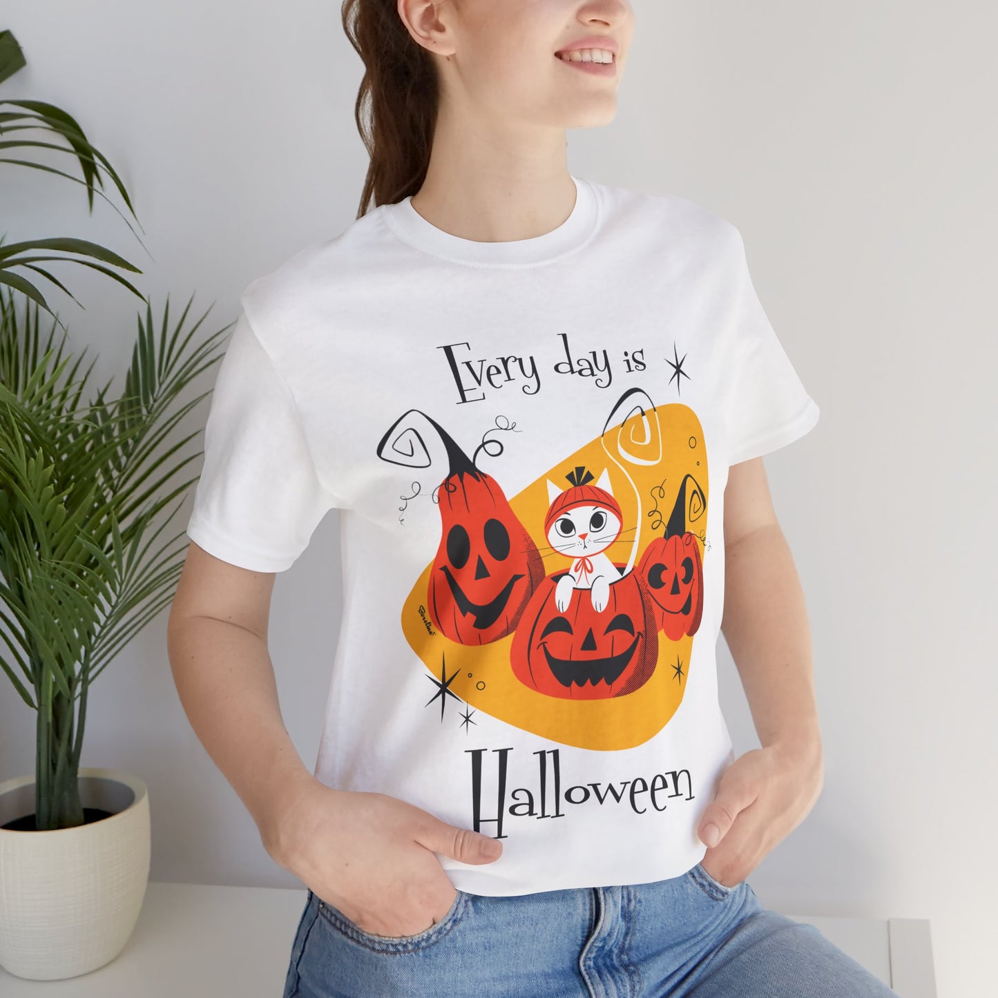 Cat and Pumpkins, unisex t-shirt