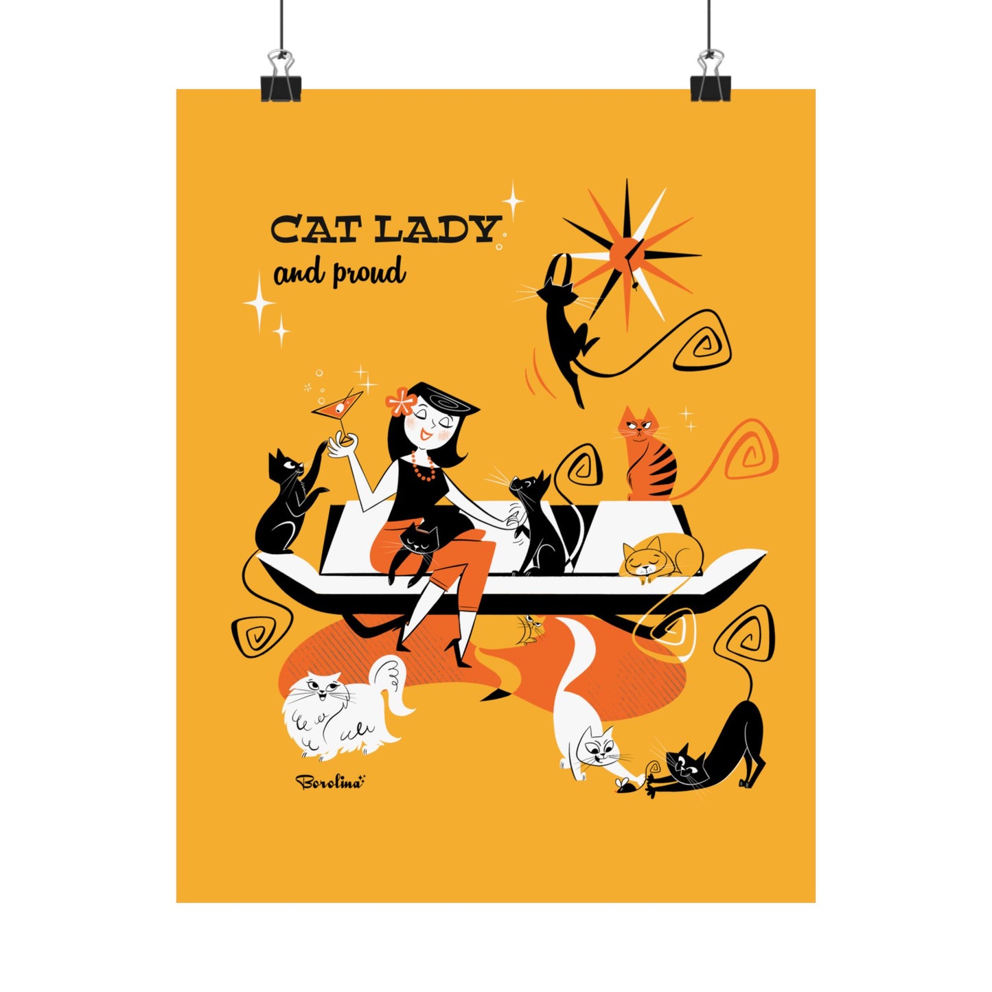 "Cat Lady and Proud", Art print,  Poster