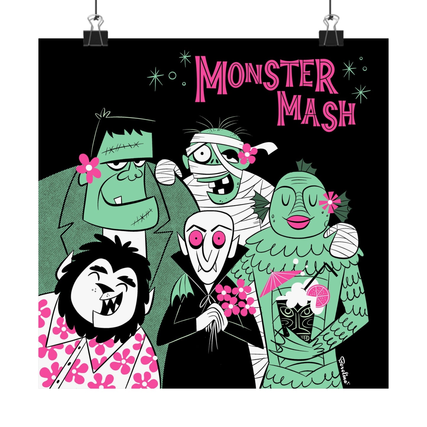 Classic Hollywood Monsters, square art print