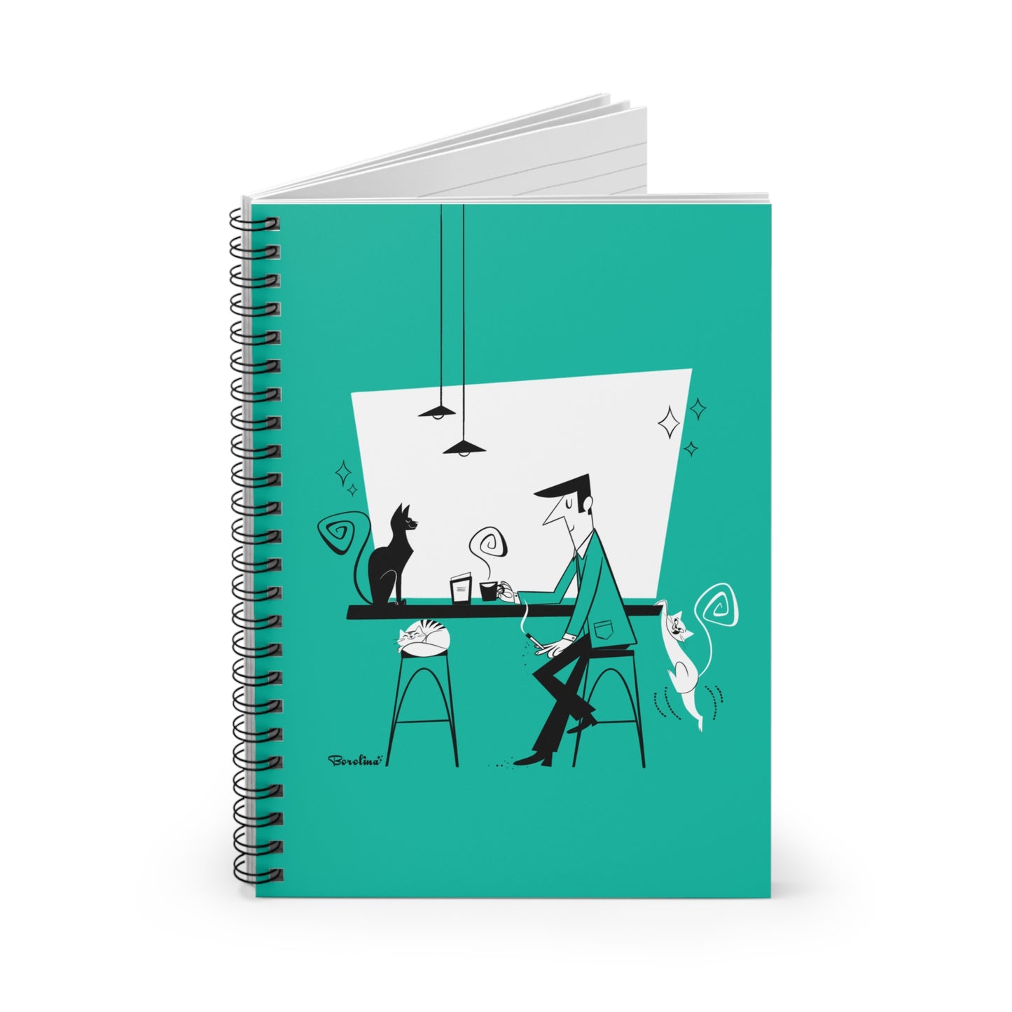 Cat Café, lined notebook