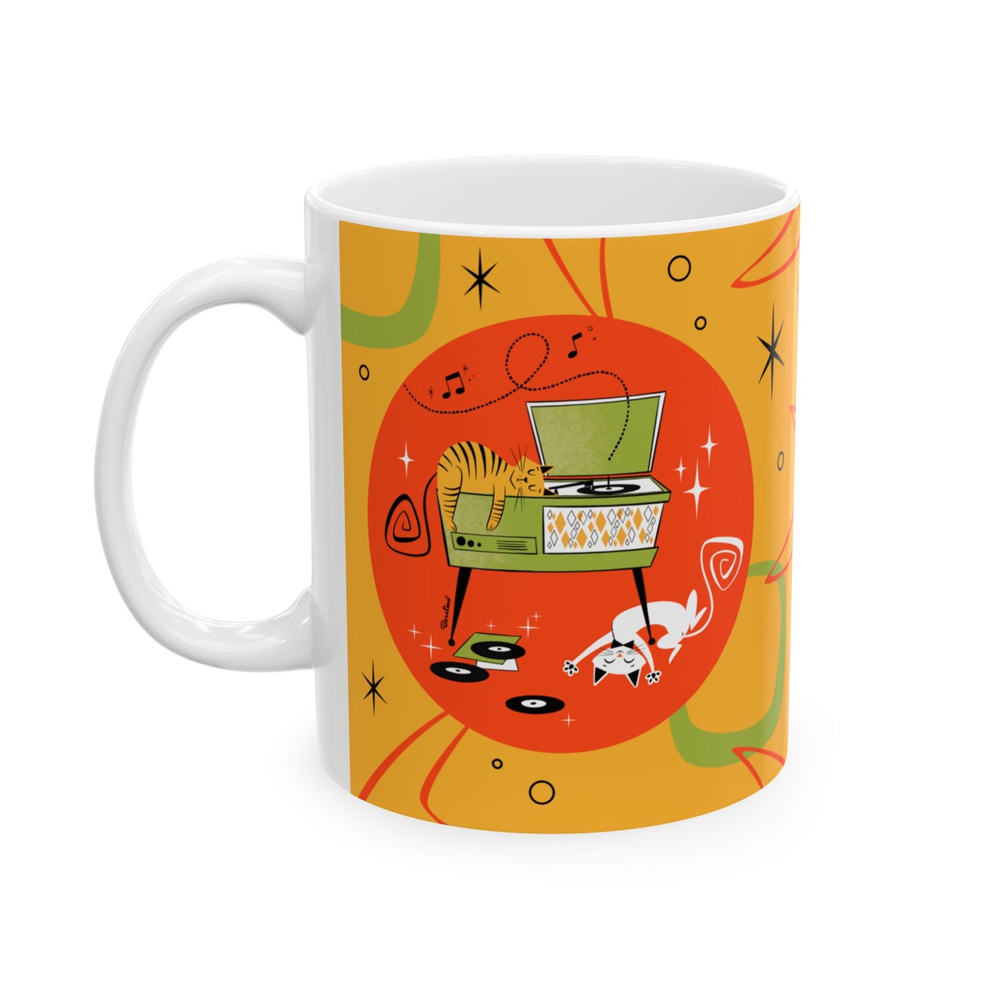 Cat nap with record player Mug  11oz