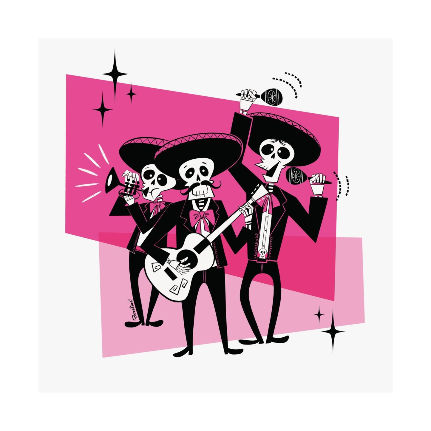 Mariachi Calaveras, square print