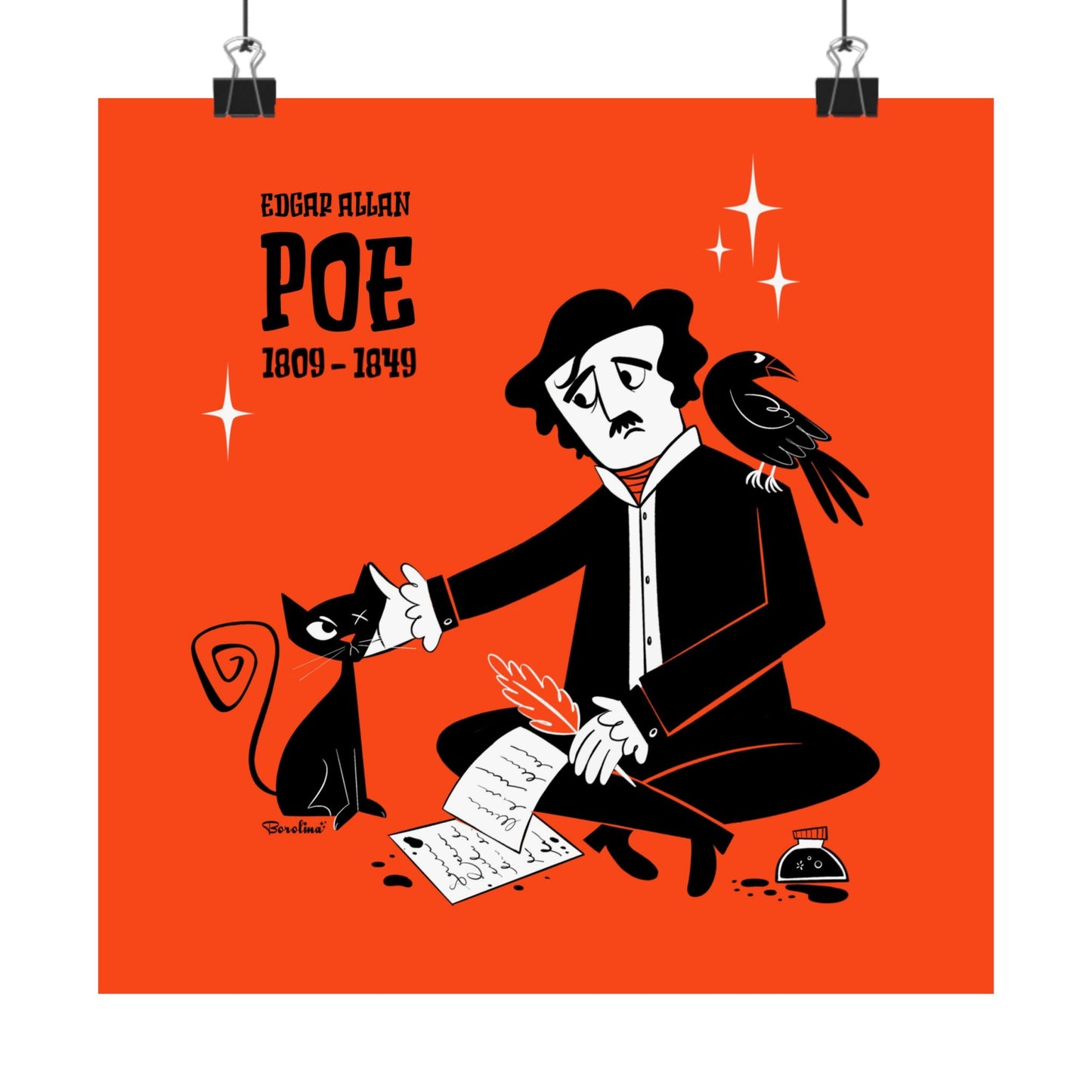Poe’s cat; square art print