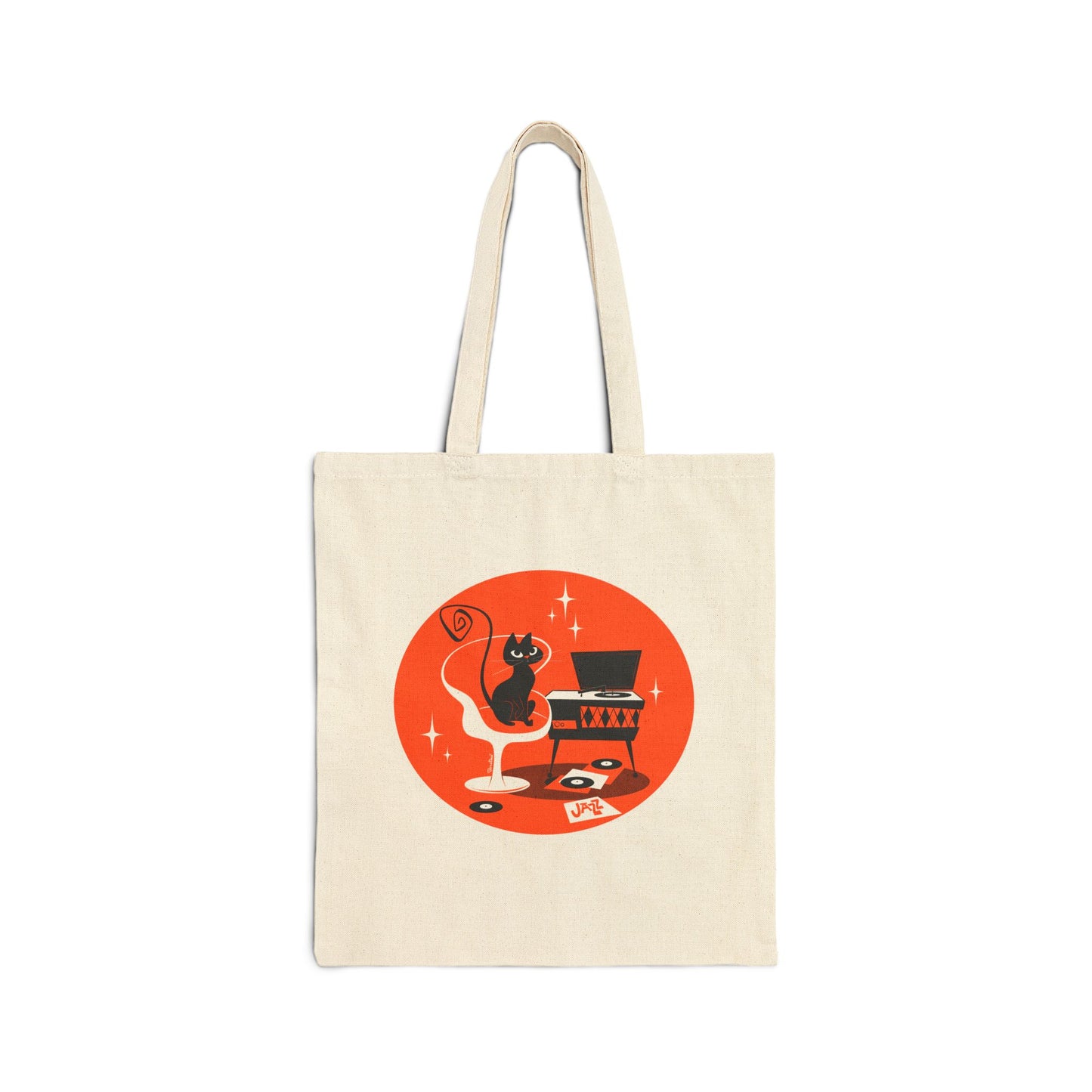 Jazz Cat; Tote Bag in natural or black