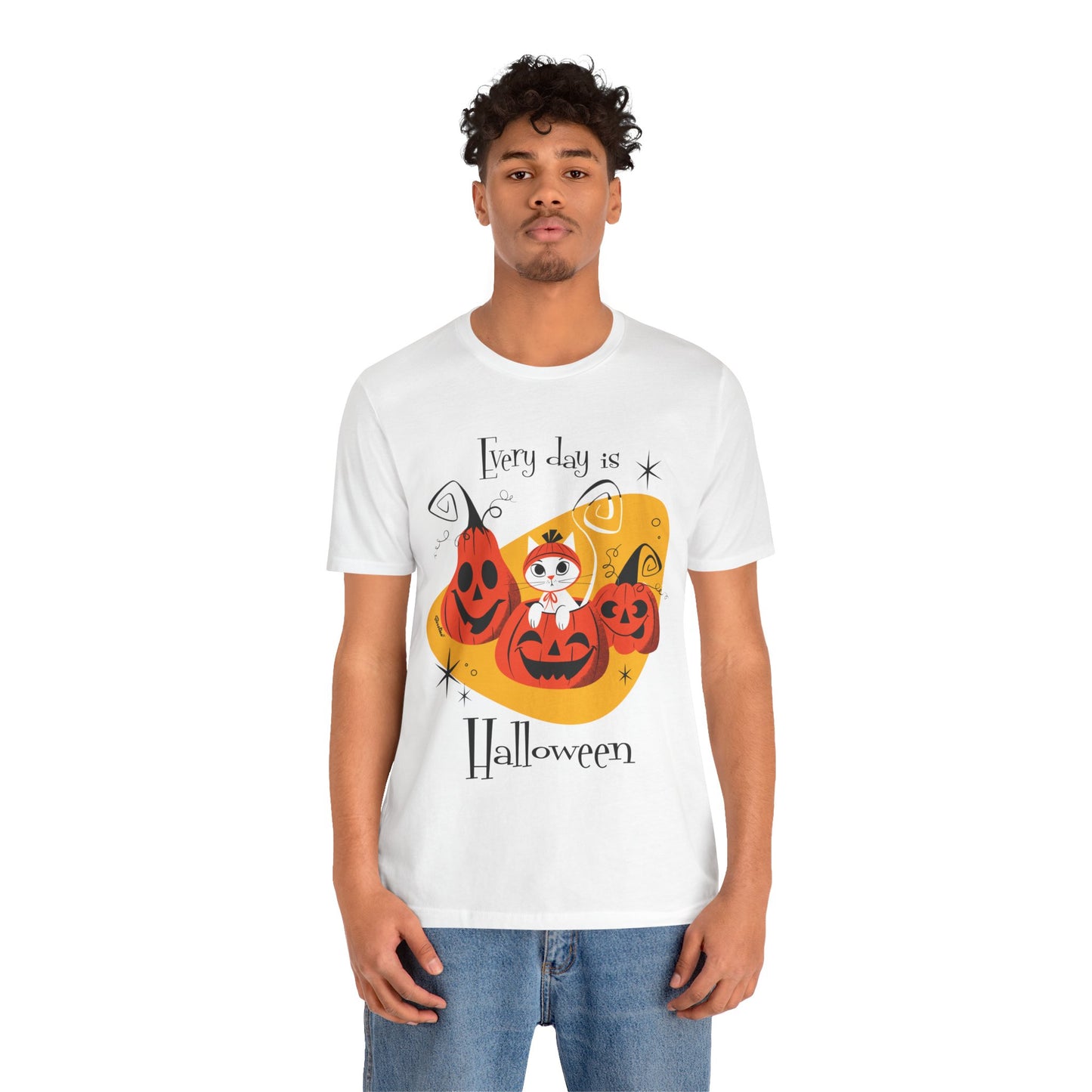 Cat and Pumpkins, unisex t-shirt