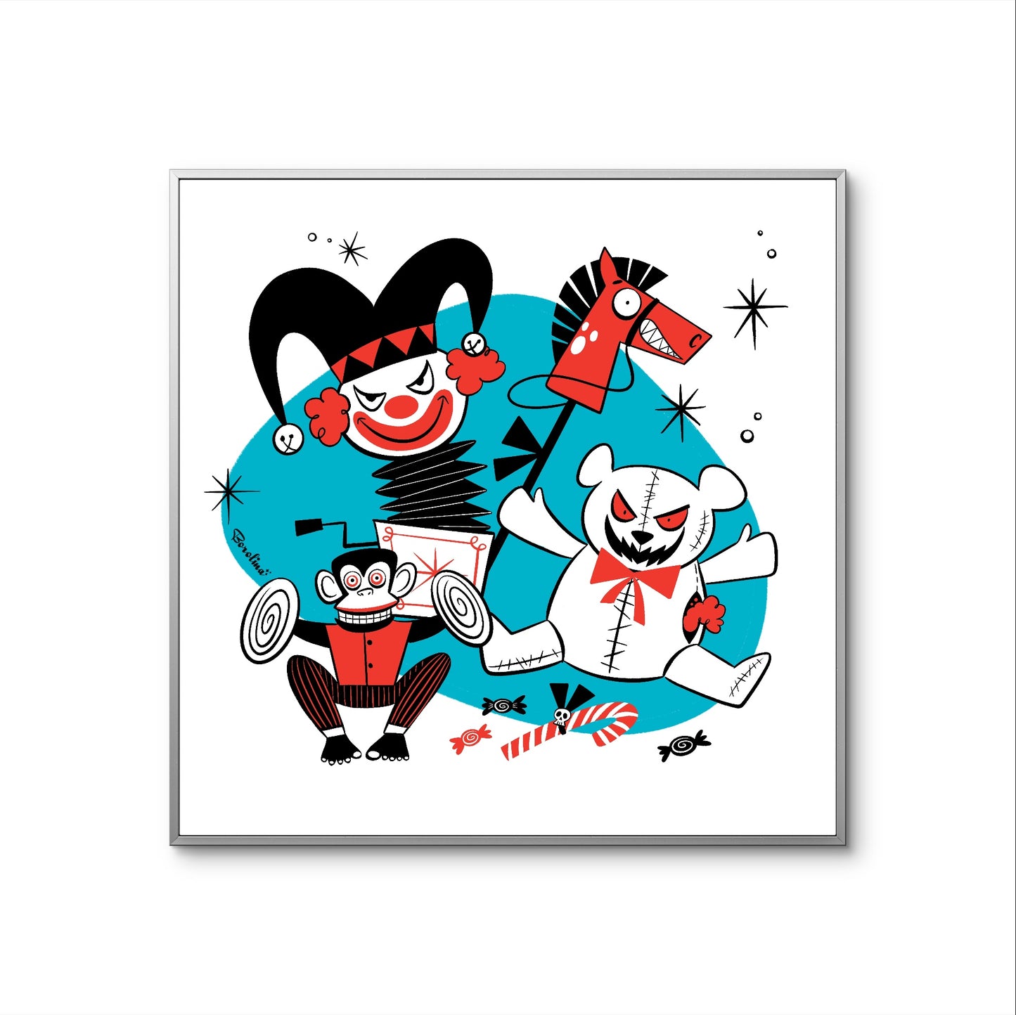Creepy Toys, square art print