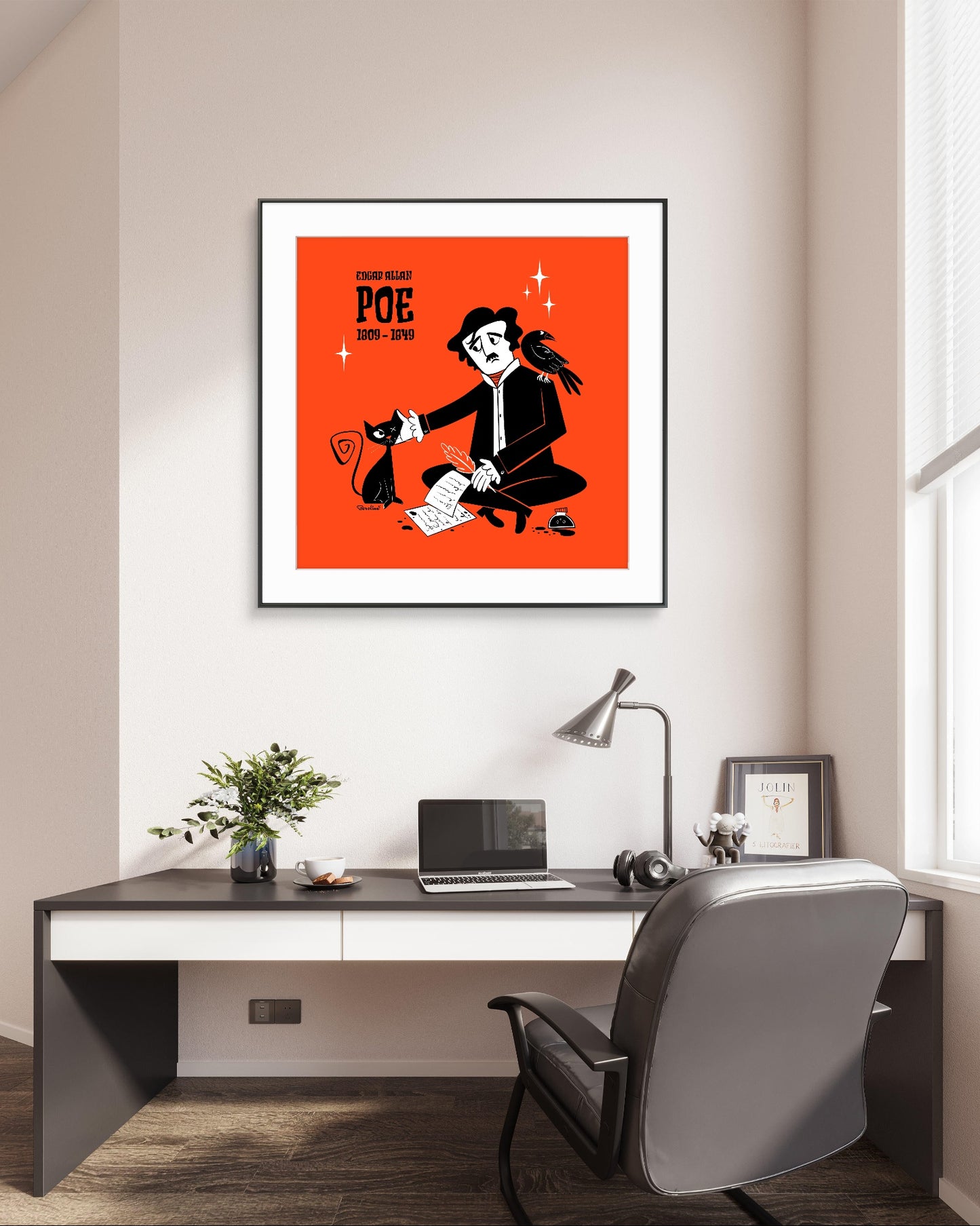 Poe’s cat; square art print