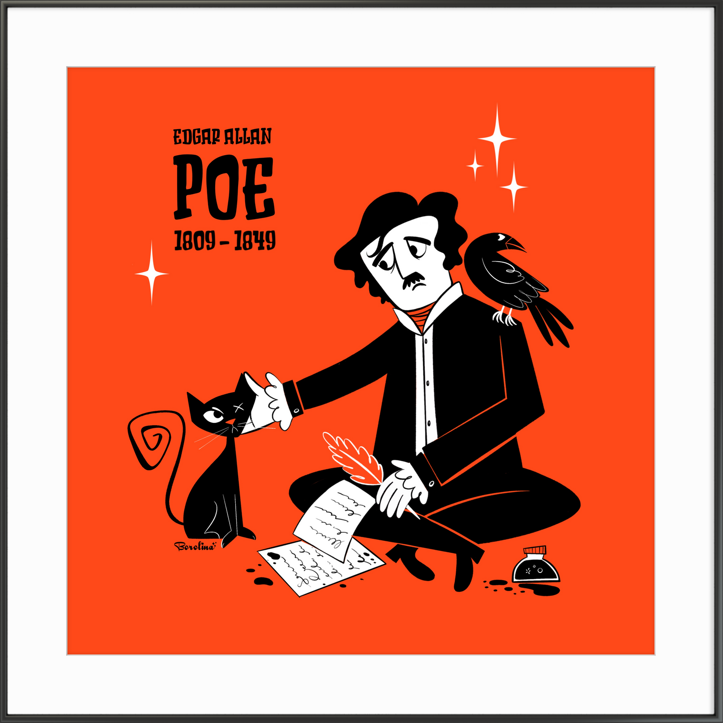 Poe’s cat; square art print