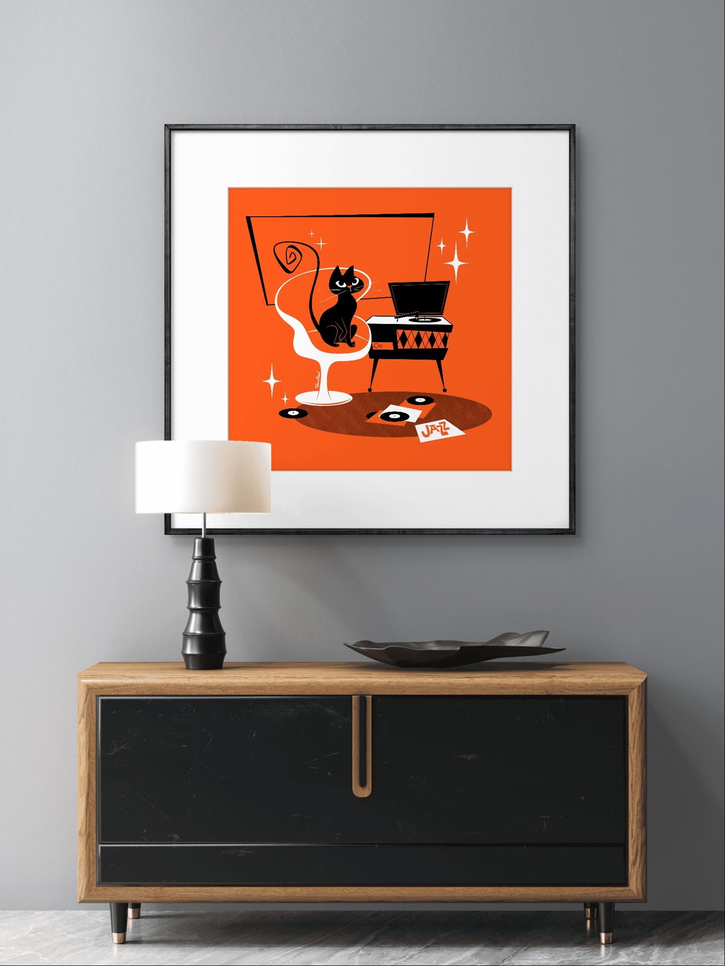 Jazz Cat; square art print