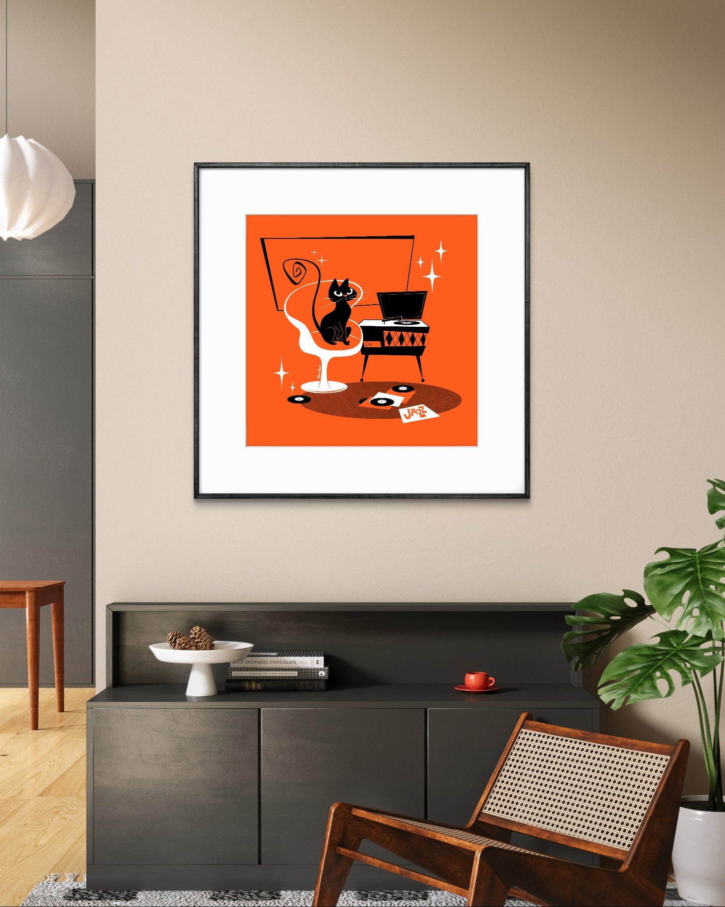 Jazz Cat; square art print