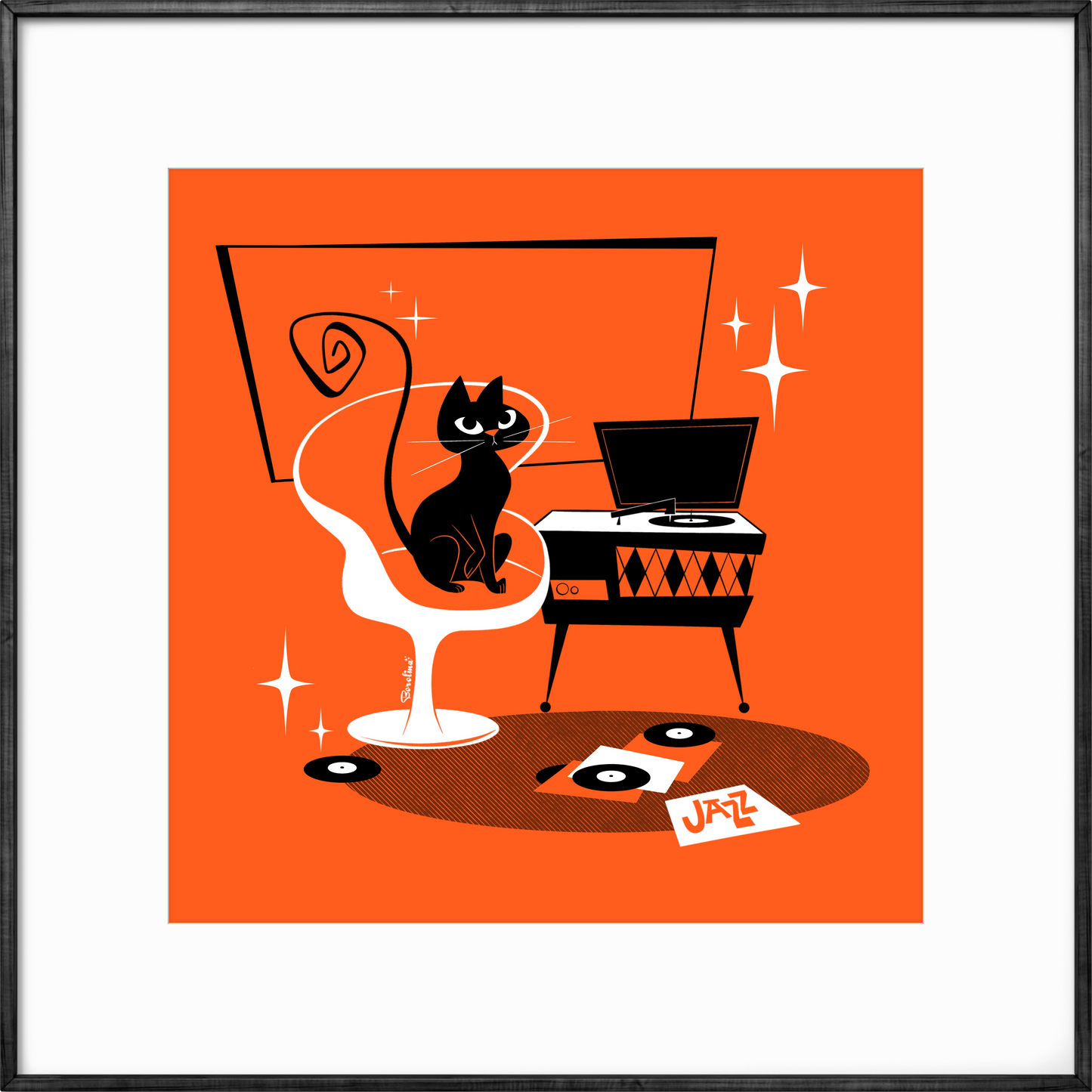 Jazz Cat; square art print