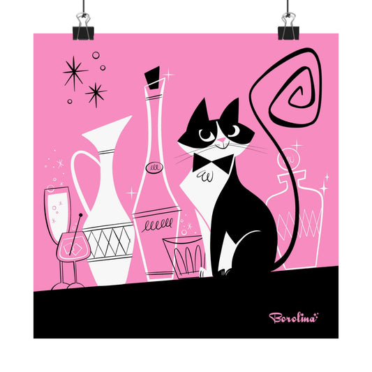 Tuxedo Cat, square art print