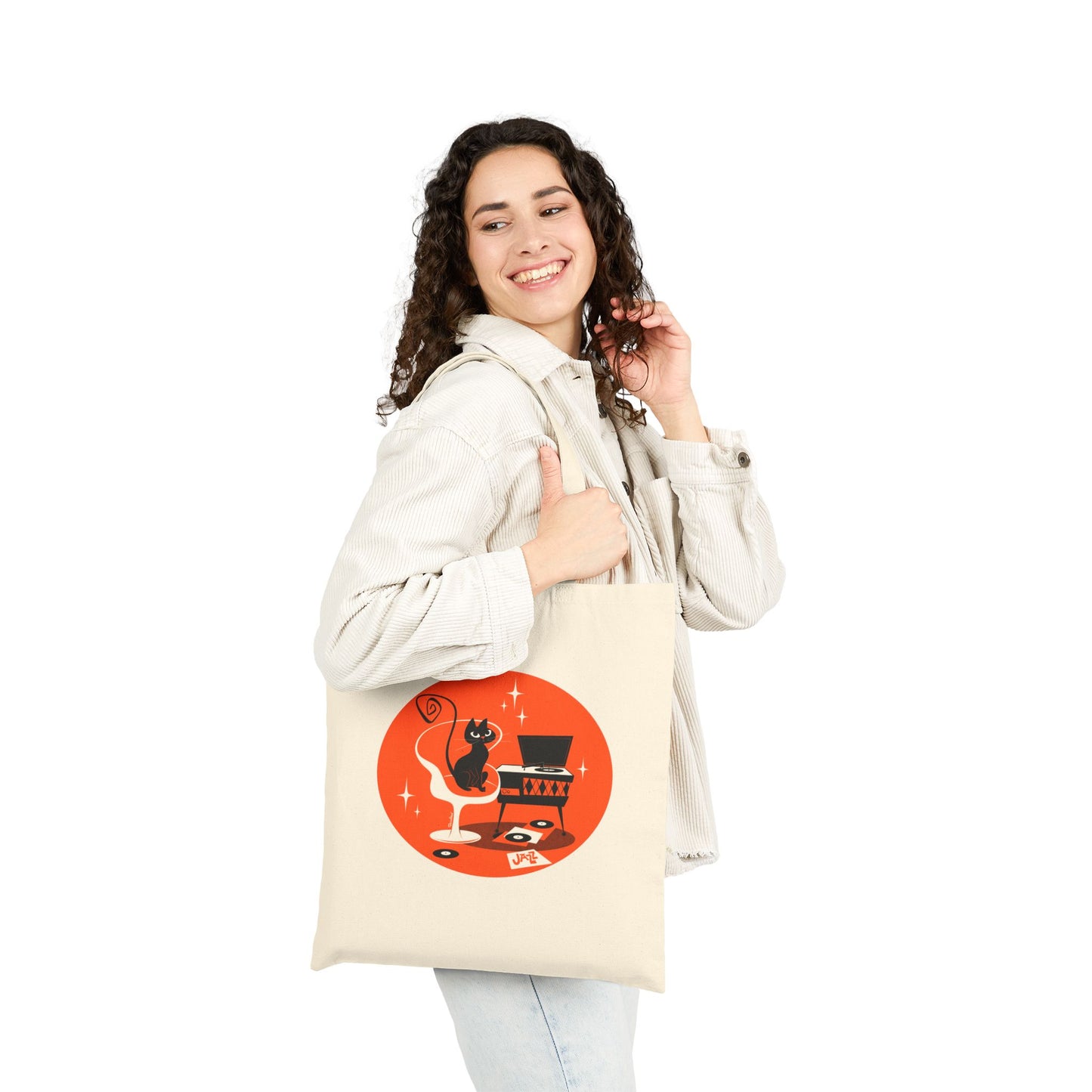 Jazz Cat; Tote Bag in natural or black