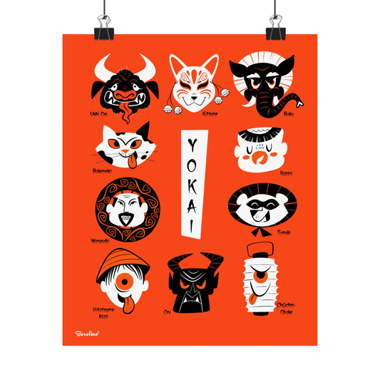Yokai, japanese spirits art print, Rectangular poster