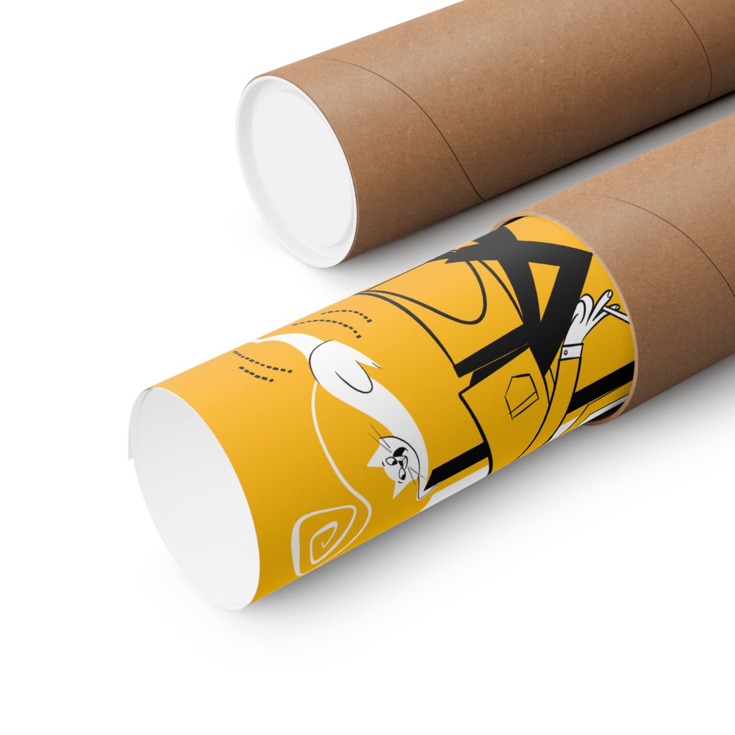 Cat Café (yellow background), art print