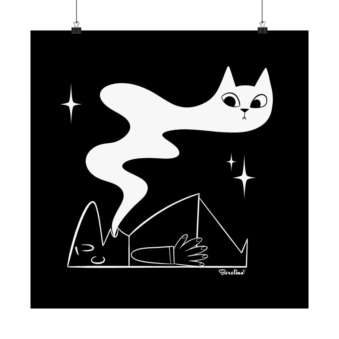 Cat Ectoplasm, Spooky Black & White Poster