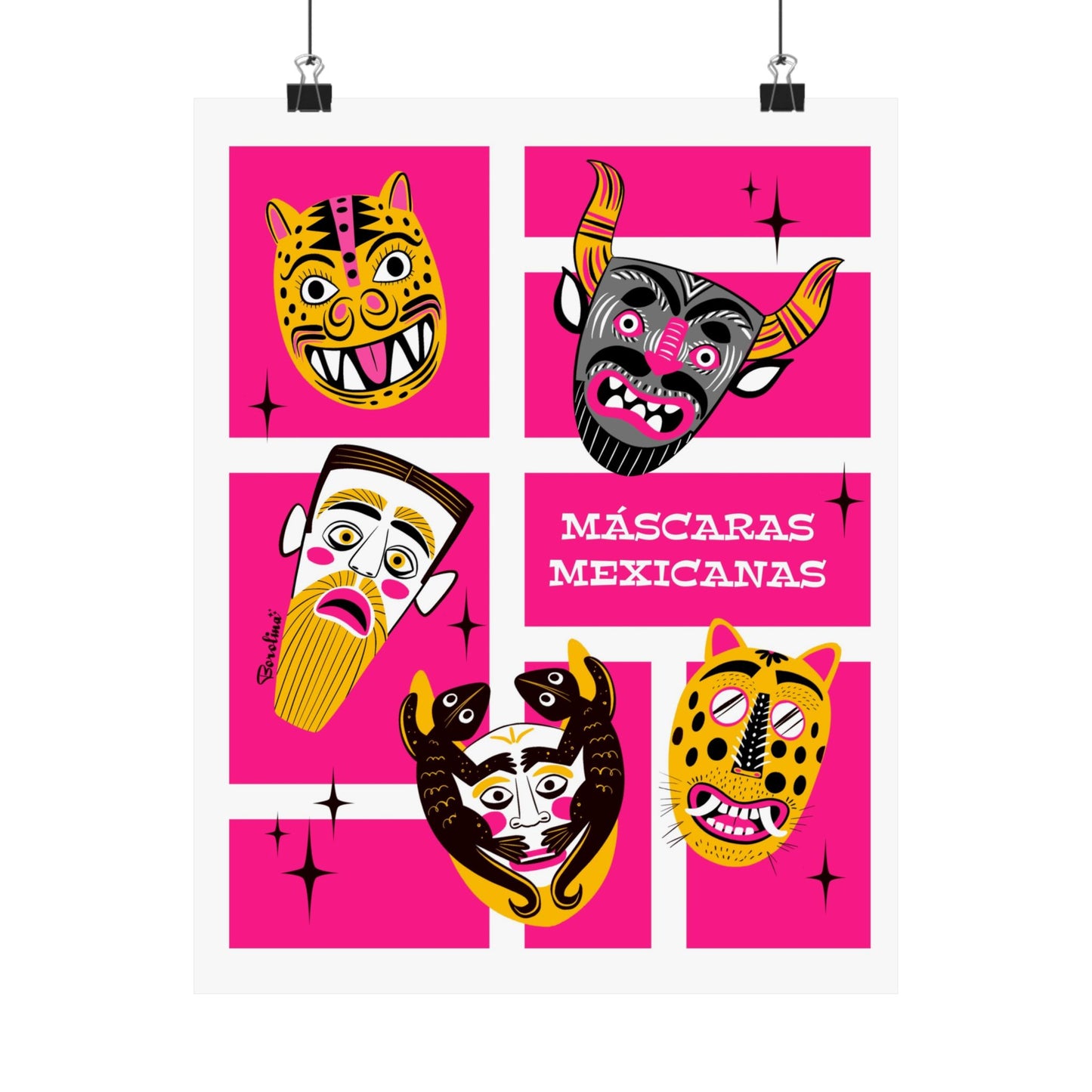 Mexican Masks Art Print — Vibrant Folklore Poster