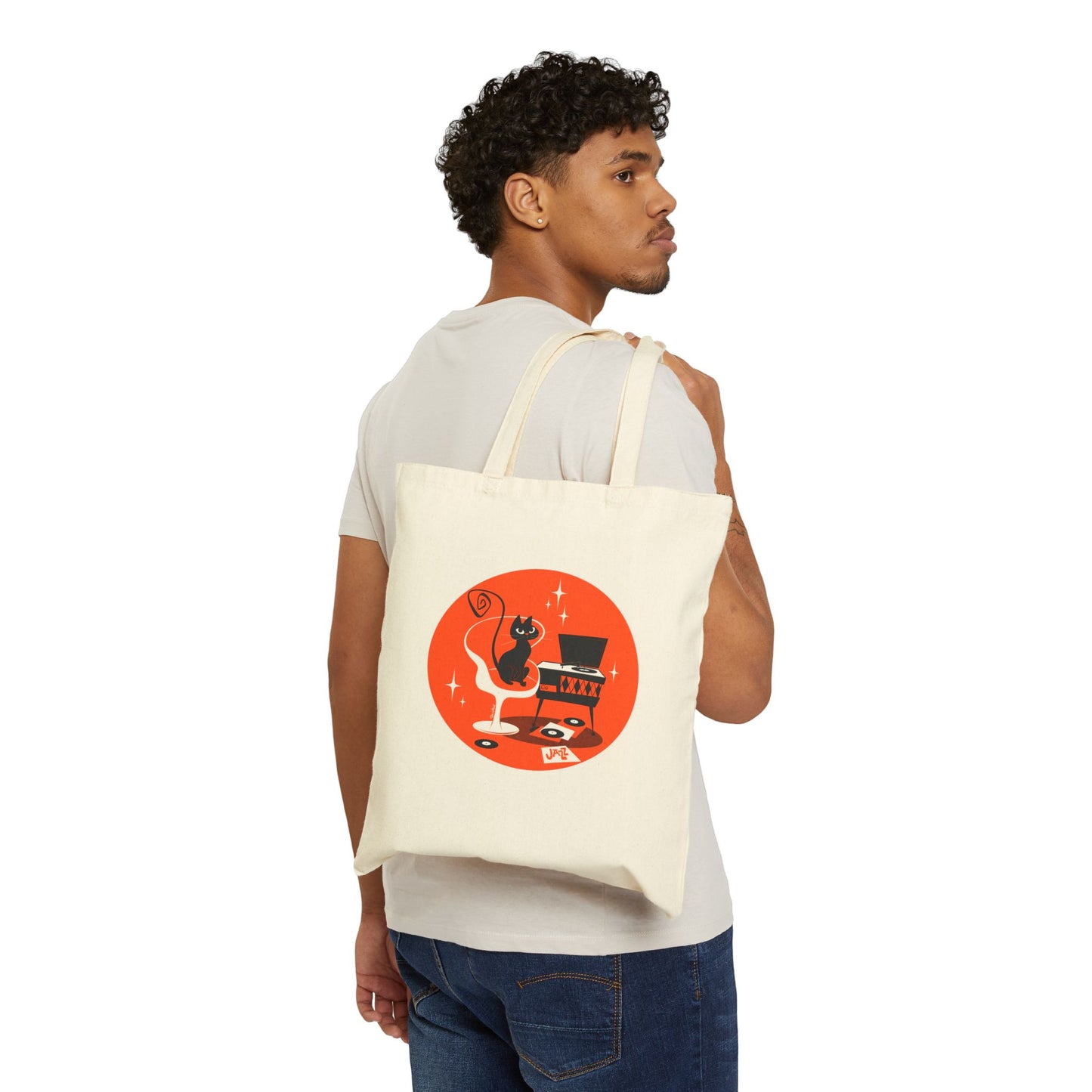 Jazz Cat; Tote Bag in natural or black