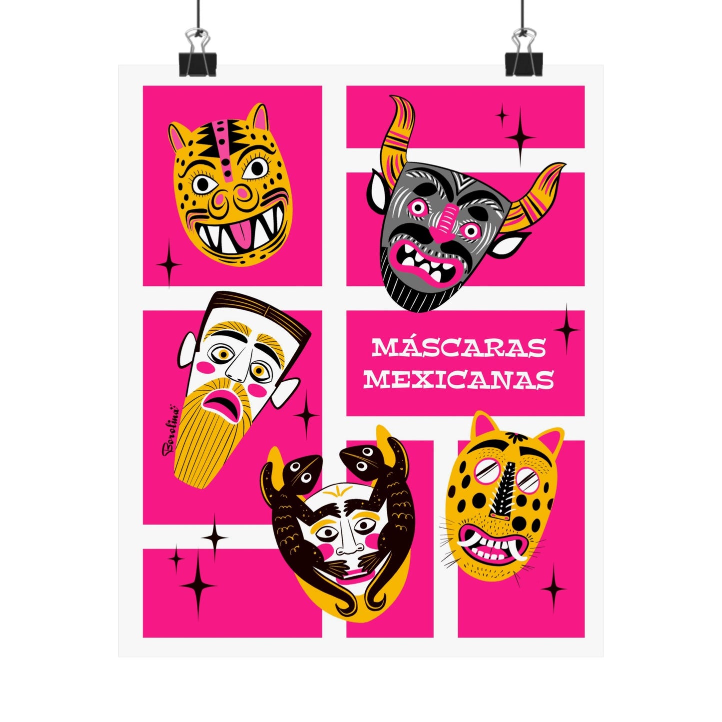 Mexican Masks Art Print — Vibrant Folklore Poster