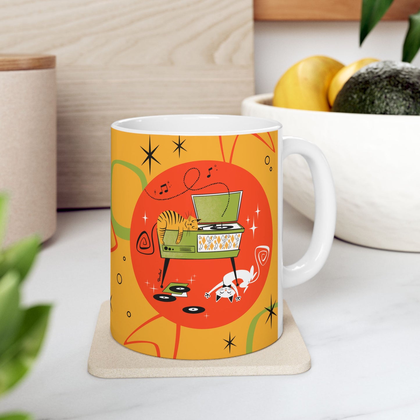 Cat nap with record player Mug  11oz