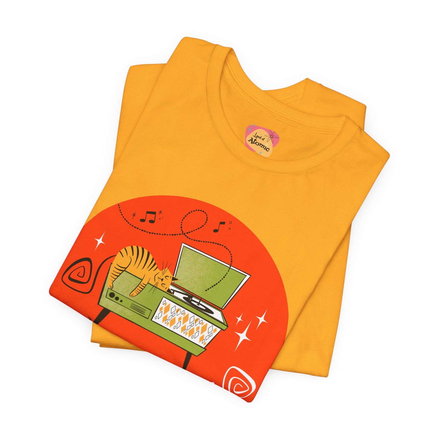 Cats napping on record player, t-shirt