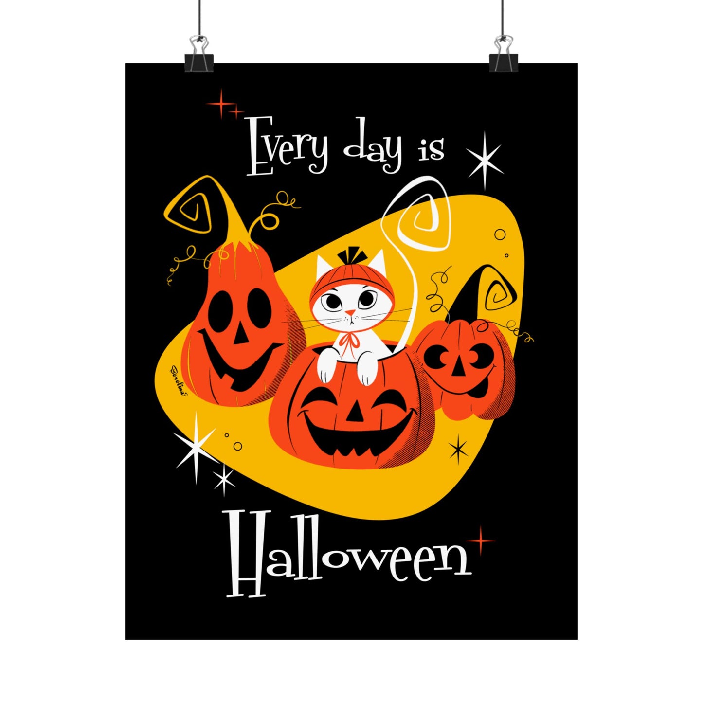 Cat and Pumpkins, rectangular poster