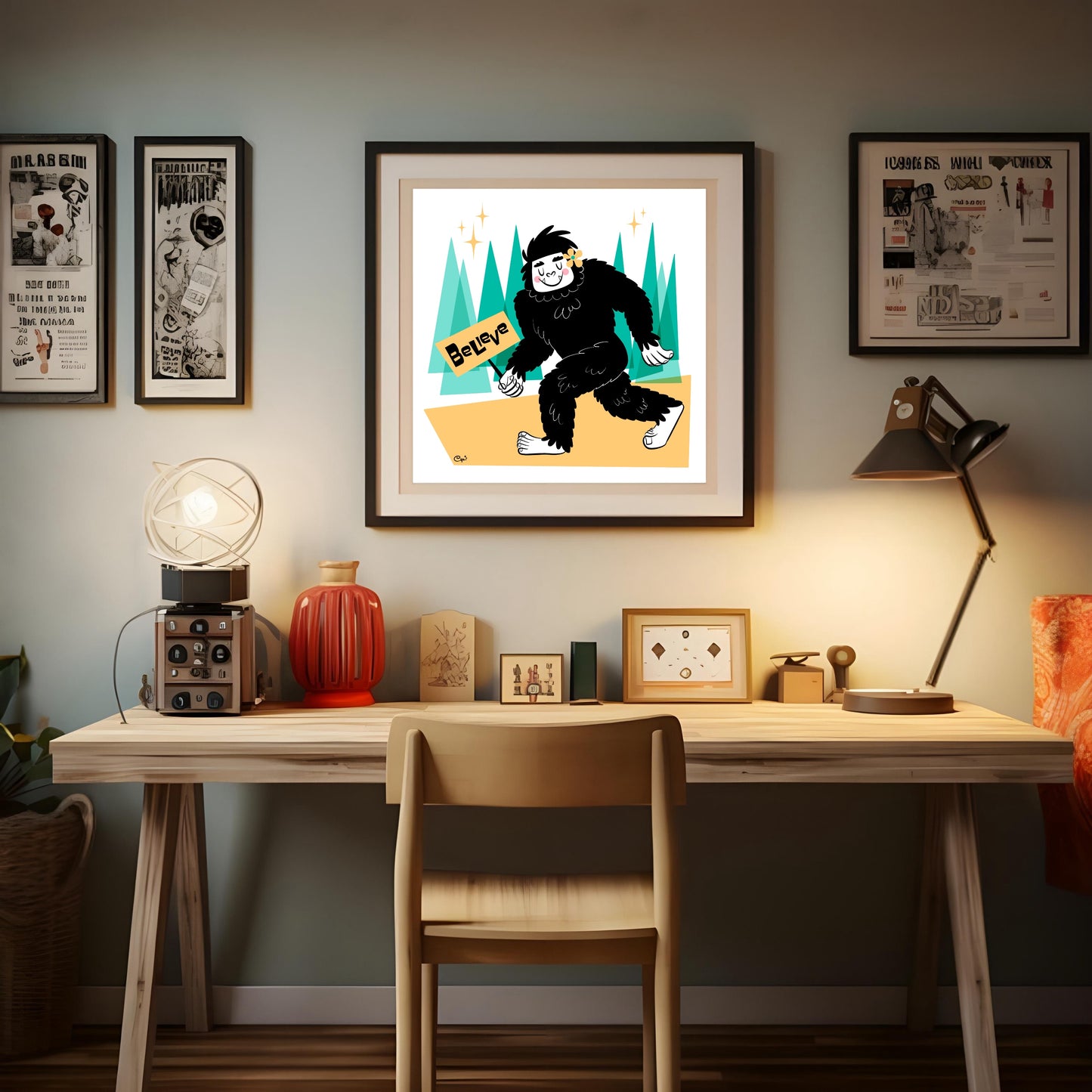 I believe in Bigfoot; square print