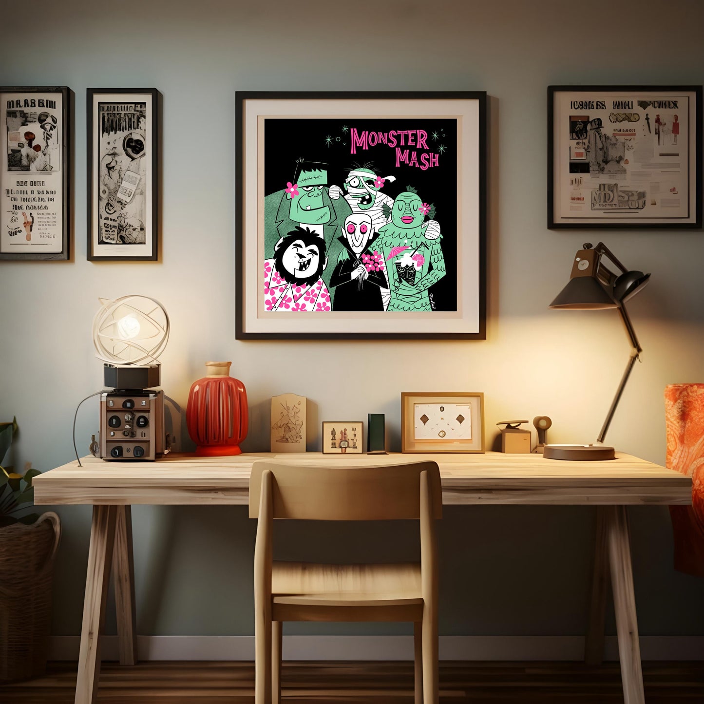 Classic Hollywood Monsters, square art print